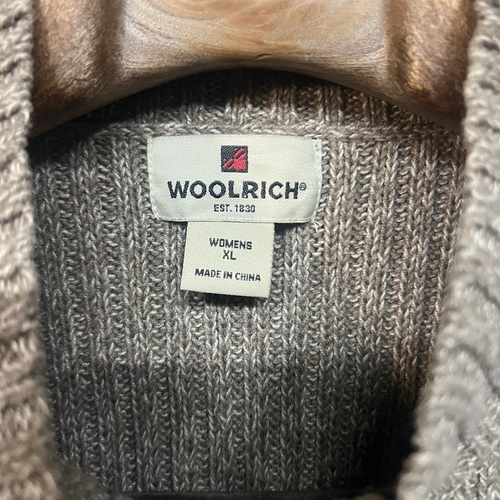 Woolrich Sweater Vest Womens XL Tan Cable Knit Mock Neck Ramie Cotton - Picture 5 of 8